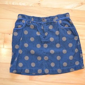 Boden Bottoms - polka dot corduroy skirt boden 10 blue brown Boden Bottoms - polka dot corduroy skirt boden 10 blue brown